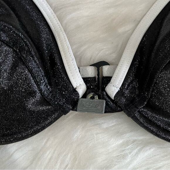 NEW Mossimo Two Tone Contrast Push Up Bikini Bathing Suit Swim Top Black XS NWOT - Picture 7 of 13